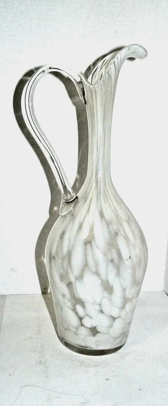 Rare Hand Blown Glass Swung Pitcher Vase 15